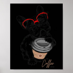 Poster French Bulldog With Gles Coffee Cadeau