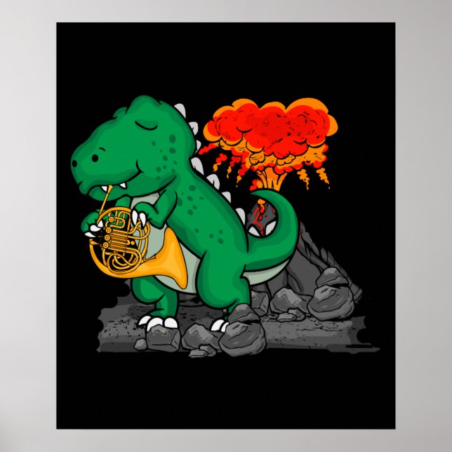 Poster French Horn Music Dinosaur (Devant)