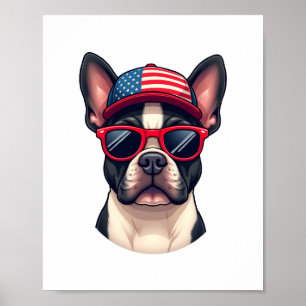 Poster Frenchie portant les couleurs des États-Unis (4)