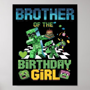 Poster Frère de la fille d'anniversaire drôle de jeu vidé