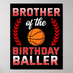 Poster Frère De L'Anniversaire Garçon Bysketbyll Annivers