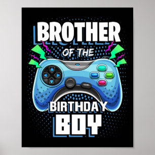 Poster Frère De L'Anniversaire Garçon Matching Vidéo Jeu