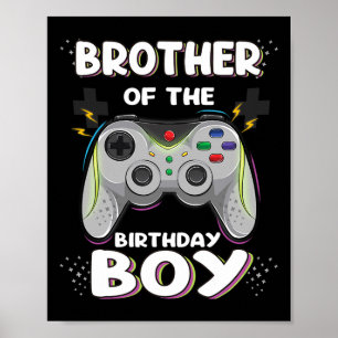 Poster Frère De L'Anniversaire Joueur Vidéo Correspondant