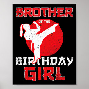 Poster Frère De L'Anniversaire Karate Taekwondo Girl Mart