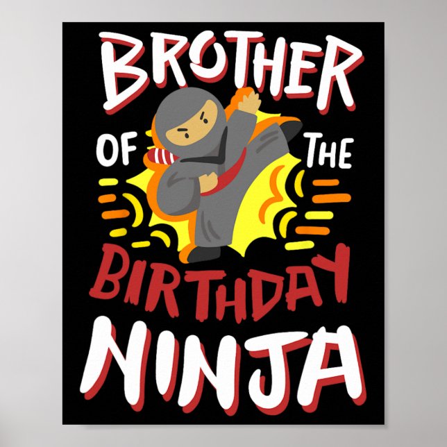 Poster Frère De L'Anniversaire Ninja Karate Enfants Anniv (Devant)
