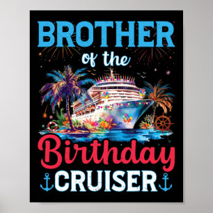 Poster Frère du bateau de croisière d'anniversaire Funny
