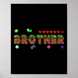 Poster Frère du garçon d'anniversaire Pixel Game Matching