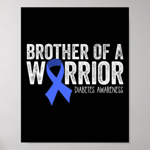 Poster Frère D'Un Guerrier T1D Diabétique Bleu Ribbon Sup