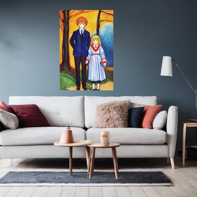 Poster Frère et soeur dans la forêt | Art AI (Créateur téléchargé)