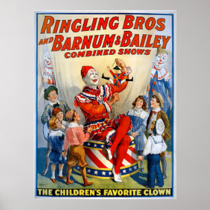 Poster Frères de Ringling et Barnum et clown de cru de