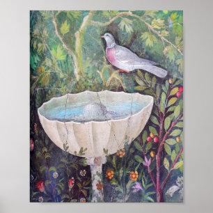Poster Fresco of Pigeon and a Fountain, Pompeii