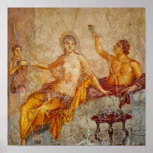 Poster Fresco Private Drinking Scene in Pompeii