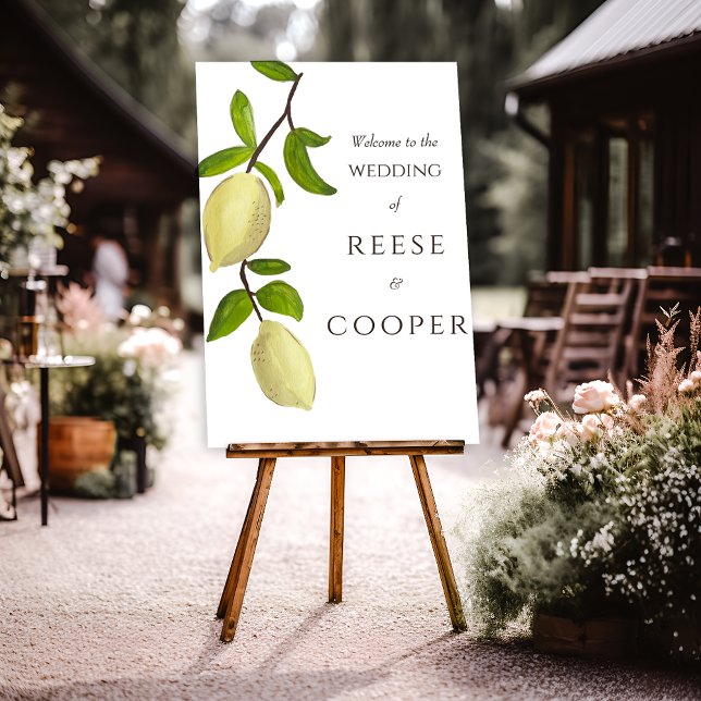 Poster Fresh Citrus Painted Lemons Mediterranean Welcome (Créateur téléchargé)