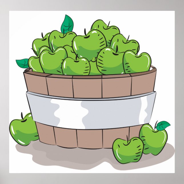 Poster Fresh Green Apple Harvest Barrel Granny Smith (Devant)