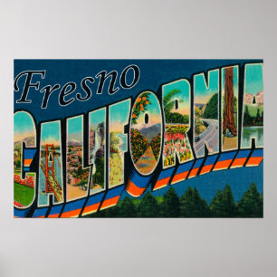 Poster Fresno, California - Large Letter Scenes 2
