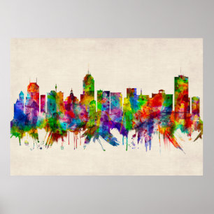 Poster Fresno California Skyline