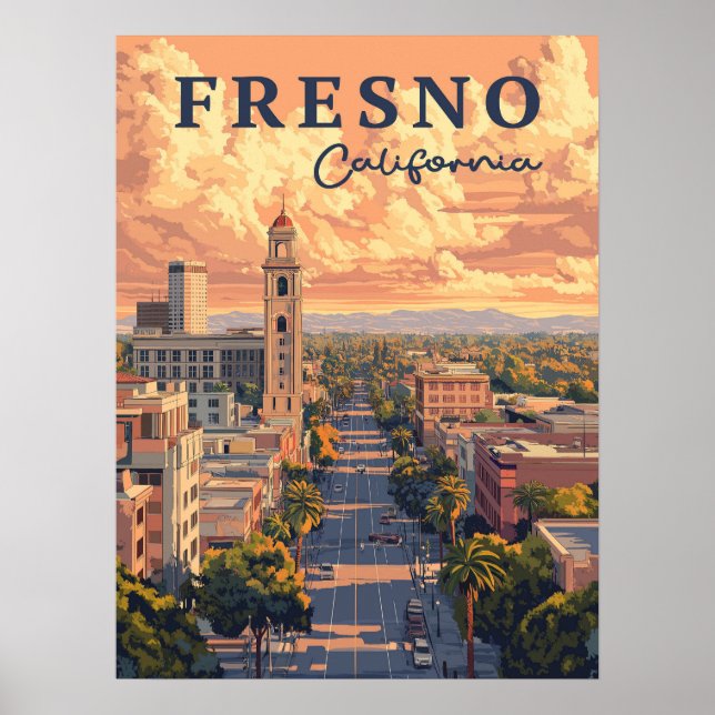 Poster Fresno California Urban Landcape (Devant)