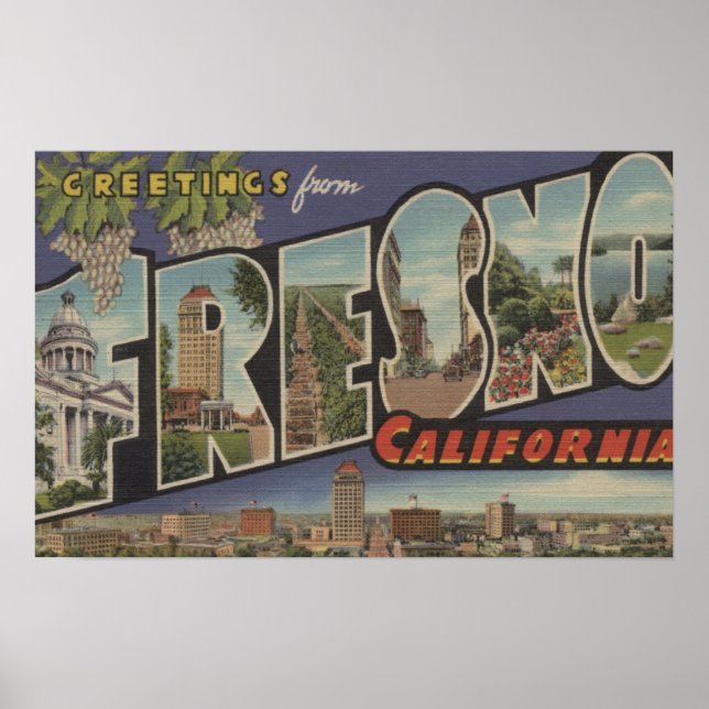 Poster Fresno, Californie - Scènes de grandes lettres (Devant)