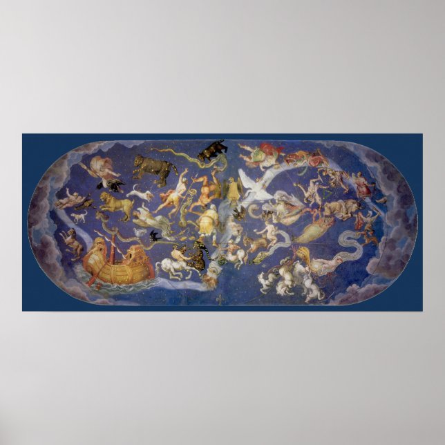 Poster Fresque céleste d'astronomie vintage, constellatio (Devant)