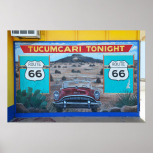 Poster Fresque Tucumcari ce soir, Route 66, Nouveau-Mexiq