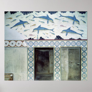 Poster Fresques dauphins dans la salle de bain de la rein