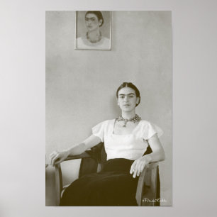 Poster Frida Kahlo a assis avec la peinture de Frida