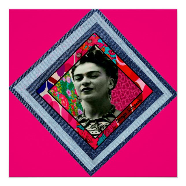 Poster Frida Kahlo Retro Denim Diamond (Devant)