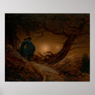 Poster Friedrich - Deux Hommes Contemplent La Lune