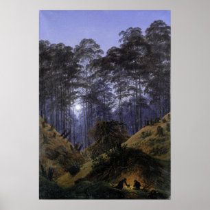 Poster Friedrich - Intérieur de forêt au clair de lune