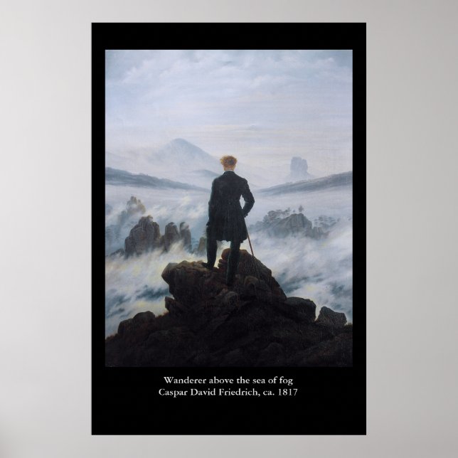 Poster Friedrich's Wanderer au-dessus de la mer de brouil (Devant)