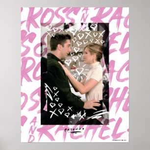 Poster FRIENDS™   Ross et Rachel cœurs gribouillés