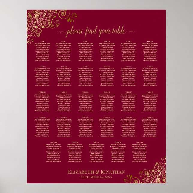 Poster Frilles d'or sur la Bourgogne 29 Table Seating Cha (Devant)