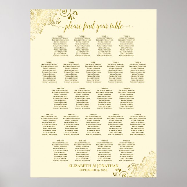 Poster Frilles Gold 22 Mariage de table  de table carte c (Devant)