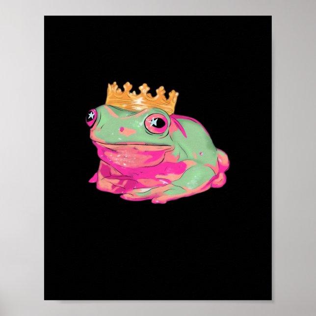 Poster Frog King Funky Meme Classic Style (Devant)
