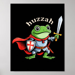 Poster Frog Knight Hourra Citation de mème d'épée drôle M