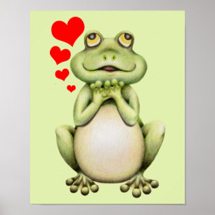 Poster Frog Love Drawing