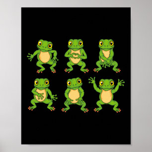 Poster Frog Lover Kids Cute Dancing Frogs