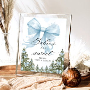 Poster Froid à l'extérieur de l'hiver Blue Bow Baby sont 