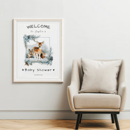 Poster Froid Hiver Hiver Animaux Baby shower Bienvenue