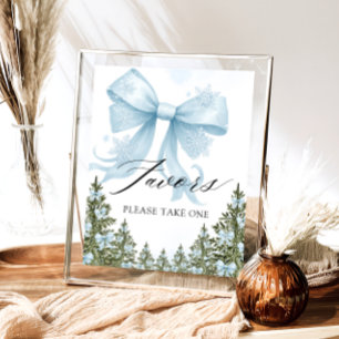 Poster Froid Hiver Hiver Blue Bow Baby shower Faveurs