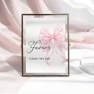 Poster Froid Hiver Hiver Pink Bow Baby shower Faveurs