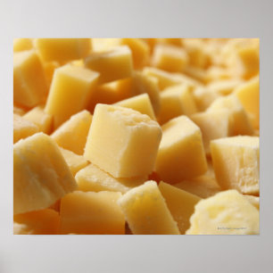Poster Fromage de Reggiano de parmesan en cubes
