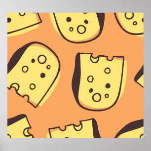 Poster Fromage tiré à la main : Motif Artistique sans cou