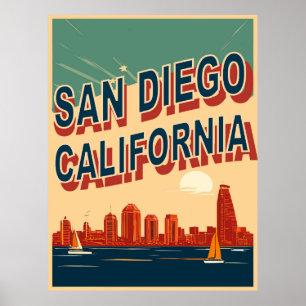 Poster Front de mer de San Diego, Californie, Voyage