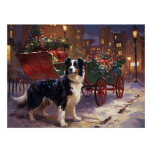 Poster Frontière Collie Festive de Noël