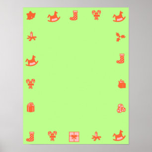 Poster Frontière décorative rouge d'affiche vide verte de