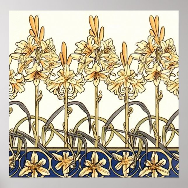 Poster Frontière Lily par Alphonse Mucha (Devant)