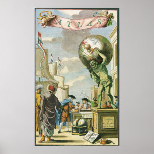 Poster Frontispice d'atlas d'époque baroque Globe terrest