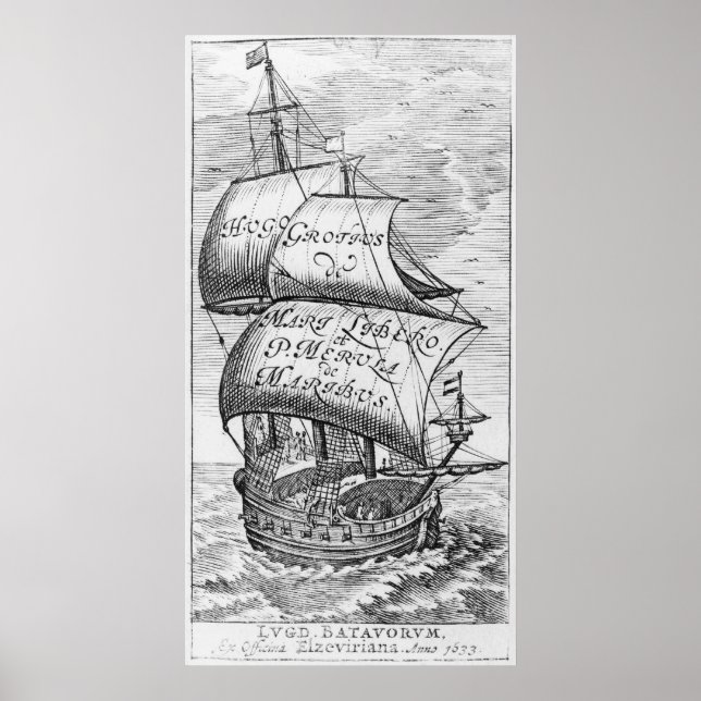 Poster Frontispiece à 'De mari libero', par Hugo Grotius (Devant)