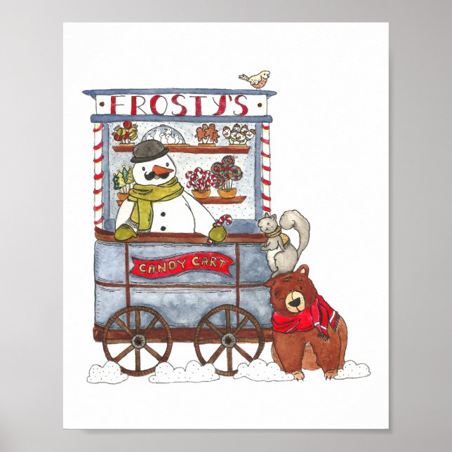 Poster Frosty’s Candy Cart - Joli Snowman de vacances (Devant)